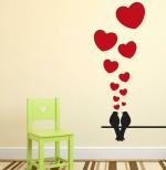 Lanstick Vinyl Red Birds Love Image Self Adhesive Wall Sticker 24 inch