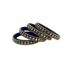 Aashirwad Traders Handmade Blue Plastic and Silk Thread Kundan Bangle (Women) - 2.6 (set of 4)