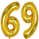 Jai Shoppee Solid 69 Number Numeric Digit Gold Foil Balloon