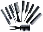 Techtest Black Plastic Salon Hair Cut Set (Pack of 10)