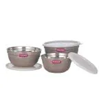 Trueware Rio Microwave safe Serving Bowl set of 3 Inner steel outer plastic, 1000, 1400 & 2200 ML