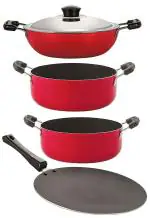 Nirlon 4 pcs of 3 Layer Non-stick Coated Chemical Free Kitchen Utensils Combo Set