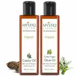 Mystiq Living Olive Oil and Castor Oil Combo -Cold Pressed, Extra Virgin 100% Pure and Natural - 400 ML (200 ML Each)