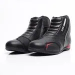 TVS Racing Ankle Length Slip-On Riding Boots for Men:Anti-Microbial & Waterproof Riding Shoes with Reflective Panels, Ventilated Biker Boots with Ankle-Toe Protection-Men's Riding Boots (Size-10/Black)