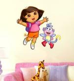 LANSTICK Multicolor Dora Bujji La Self Adhesive Wall Sticker