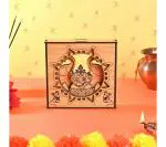Future Works Diwali pooja idols of ganpat ji murti for diwali decorations 3d artistic cutwork design photo frame with premium packaging (Bamboo texture big size) 16 x 3 x 16 cm; 349 Grams