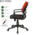 KVS INDIA Zigzag Red Medium Back Ergonomic Mesh Chair(Red & Black) for Office & Home Fabric Office Adjustable Arm Chair