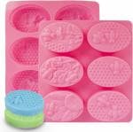 BAKEMO 6 Cavity 3D Honeybee Silicone Soap Molds for Making Soap Mold, Oval Mould Homemade Craft Soap Mold, Cake, Chocolate, Ice Cube Tray Mold-Color May Vary-Qty -1