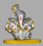Diviniti Pagdi Ganesha Statue for Car Dashboard | 999 Pure Silver Plated Ganpati