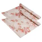 Kuber Industries Shelf Liner | Kitchen Cabinet Shelf Protector | Kitchen Liners for Cabinets and Drawers | Drawer Liner Mat | Red Flower Shelf Liner Roll | Cabinet Mat | 3 MTR | Pack of 2 | Cream