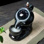 Craftam Black Resin Smokflow Fountain with 20 Incense Cones Decorative Showpiece