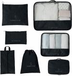 House of Quirk 7 Set Packing Cubes Travel Luggage, Suitcase Organizers-Black