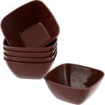 Kuber Industries Bowls | Plastic Serving Square Bowls | Katori for Kitchen | Microwave Safe Bowls for Rice | Soup | Pasta | 250 ML | Pack of 6 (Brown)
