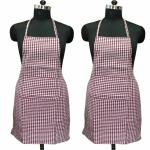 Lushomes apron for women, Maroon Checks apron for kitchen, kitchen apron for Men Women, waterproof apron, plastic apron Backing for kitchen, Cooking Apron, aprint, kitchen dress (62x82 Cms, Set of 2)