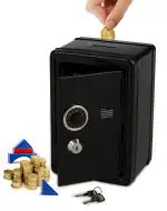 RONTENO Money Box with 2 Keys Password Coins Saving Money Bank Safe Locker (1-Pic, Black)