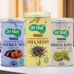 24 Nuts Hand Picked Jumbo Size Premium Raw Chia Seeds And Premium Energy Mix Superfood And Dried Kiwi Combo Pack of 750 gm (250gx3)