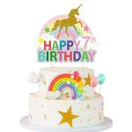 Zyozique Unicorn 7th Birthday Cake Topper, Unicorn Seven Cake Topper, Magic Unicorn Cake Decor, Unicorn Baby Girl Seventh Birthday Party Decoration - (Pack of 1)