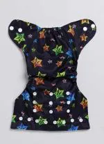 Royal brats Reusable diaper multicolor stars print|Black base|