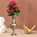 Denique Brass Handicraft Flower Vase/Flower Pot for Office and Home Decor with Indian Alluring Design and Nakarshi Incomplete
