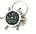 Blue Aura Ezone Silver Ring Stylish Round Compass Key Chain