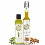 Earth Like Extra Virgin Olive Oil Imported | Wood Pressed Healthy Groundnut Oil (Pure Kolhu/ Kachi Ghani/ Chekku Tel) | Heath Care Combo 100 ml and 500 ml