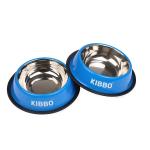 KIBBO Small, Medium, Large Dogs and Cats Scratch Resistant Non-Slip Stainless Steel Food and Water Bowl (Blue) 750 ml pack of 2