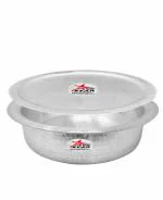 Nutristar Handmade Aluminium Biryani Handi with Lid, Jointless Cooking Handi for Hyderabadi Dum Biryani, 15 inch x 15 inch x 4.25 inch, 4 kg.