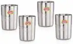 NIRLON Stainless Steel Amraplali Heavy Gauge Glass Set of 4, 250ml