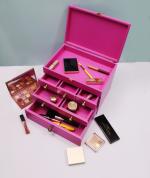 THINK EARTH MAKEUP/MULTIPURPOSE/ JEWELLRY WOODEN ORGANIZER WITH 5 DRAWERS: HOT PINK
