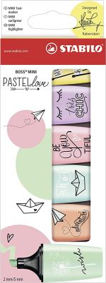 STABILO BOSS Mini Pastel love Surligneurs Highlighter Wallet of 6 Assorted Colours