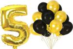 FANEX Solid Foil 5th Birthday Baby Girl or Boy Decoration Combo Happy Birthday Banner, Foil Balloon and Metallic Balloons