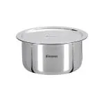 Bergner Tripro Triply Stainless Steel Tope / Patila with Stainless Steel Lid, 14 cm, 1.2 Litre, Induction Base, Silver