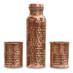 Signoraware Copper Bottle and Copper Glass Set of 2 (900 ml+ 275 ml)