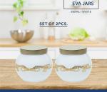 Nanson Eva Jars with Metallic lid-Golden foil printed-Storage Jar 2 Piece Set,880 ml.