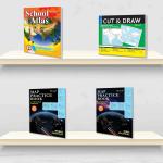 GOWOO India POLITICAL - MAP PRACTICE BOOK, WORLD POLITICAL - MAP PRACTICE BOOK, SMALL CUT & DRAW OUTLINE MAPS POLITICAL & PHYSICAL and SCHOOL ATLAS LATEST EDITION (ENGLISH) - ART PAPER | Pack of 3 Book + 1 Atlas Book