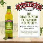 Borges Extra Virgin Olive Oil, First Cold Pressed, Edible Premium Grade, Ideal For Low heat Cooking, Salad Dressing, Garnishing- 500 ml Glass bottle