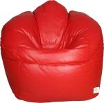 THREADVIBELIVING Red Leather Bean Bag Sofa With Bean Filling (XXXL)