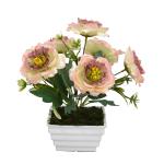 Fancy Mart Artificial Flower Common Peony in Topaz Pot 25 x 20 cm (FMDB-6546)