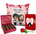 Midiron Romantic Gift for Husband/Boyfriend|| Birthday gift for Wife, Husband, Girlfriend |Valentine's Day Gift ( Chocolate Box, Artificial Rose, Greeting Card, Cushion)