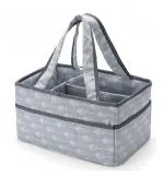 Kiddale Grey Baby Diaper Caddy Organizer Basket Bag Foldable Portable And Waterproof