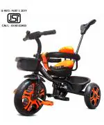 Kidsmate Thunder Plug N Play Kids/Baby Tricycle with Safety Guard Rail and Parental Control with Seat Belt for 12 Months to 48 Months Boys/Girls/Carrying Tricycle (Black/Orange)