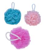 KitchenFest Bath Sponge Round Loofah High Lather Cleansing For Men & Women - Multicolor (Pack of 3)