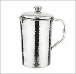 Prabha Stainless Steel Hammered Water Jug With Lid And Handle, Capacity 2.3 L