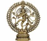 Idol Collections Brown Brass Nataraja In Om Aum Statue