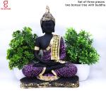 Gw Creations Pink, Green Polyresin Decorative Showpiece - Buddha