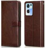 BINTAGE Flip Cover for OPPO CPH2371 / Reno7 5G (Brown, Grip Case, Pack of: 1)