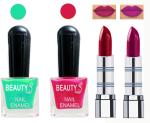 OUR BEAUTY Perfect Combo Of Velvet Matte Lipsticks Ultra Shine Nail Polish (Set Of 4)
