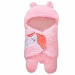 MY NEWBORN Pink Fleece Hooded Baby Blanket Wrapper Towel for Baby Boy/Girl All Season Soft Blanket for 0-12 Months | Baby Swaddle Nursing Baby Carrier Products Shower Gifts for Mom to Be | Bathrobe