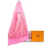 Little Chime Pink Cotton Cradle Cloth With Spring Set And Mosquito Protection Net (0-18 M)