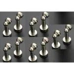 4You Silver Stainless Steel Classic Sleek Magnetic Door Stopper for Home and Office (Pack of 10)